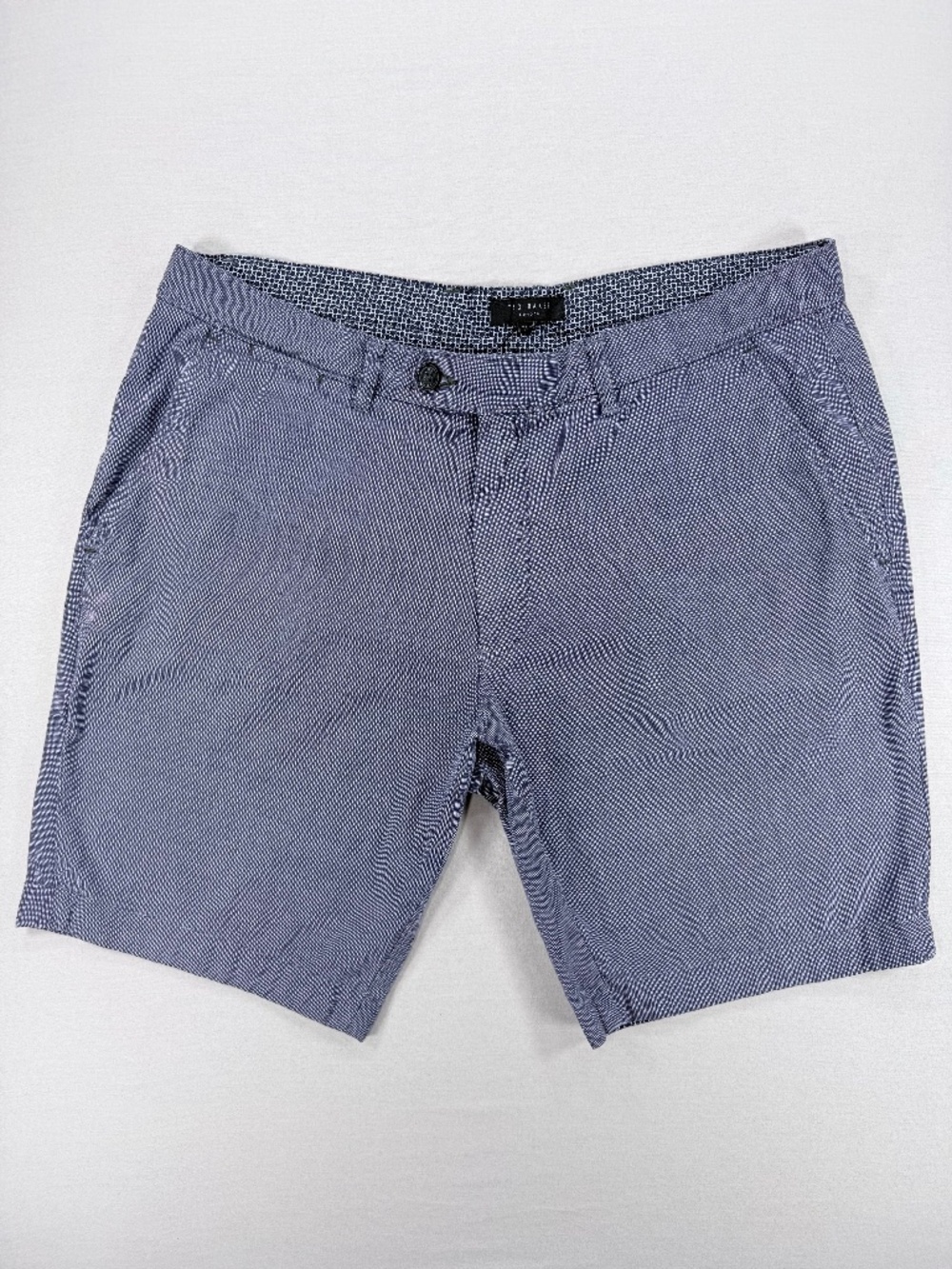 Ted Baker London Beshor Printed Chino Shorts Size 34R Blue Micro Geometric